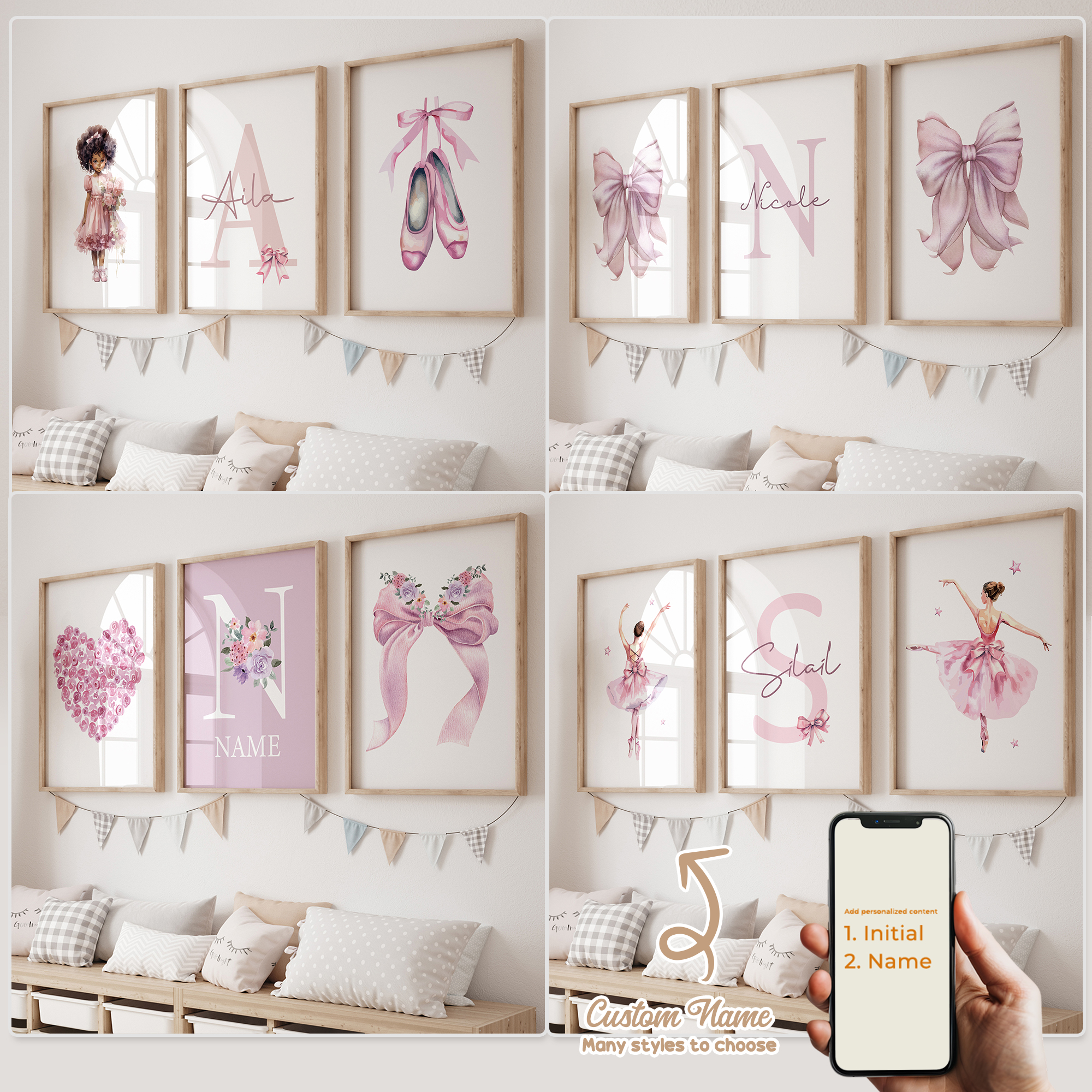Photography Object - 3pcs Personalized Custom Name Cartoon Child