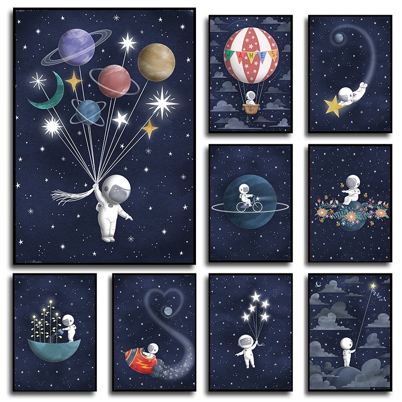 Photography Nature - Cartoon Astronaut Space Themed Moon and