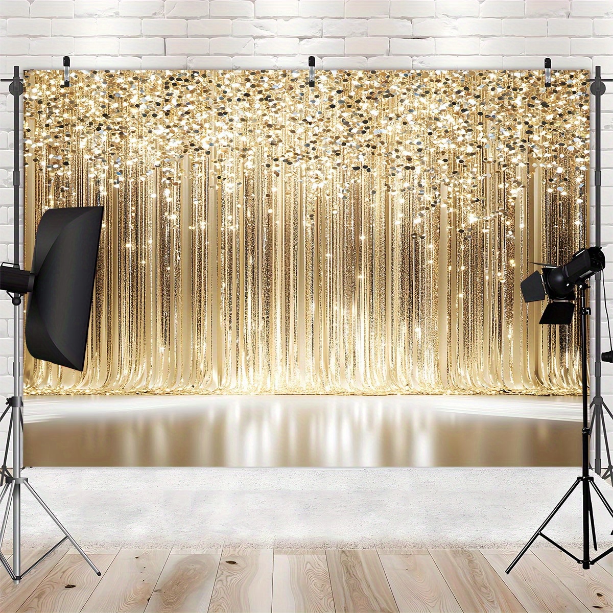 1 curtain with sparkling gold  – Photography Youtube Bewertung und Preis
