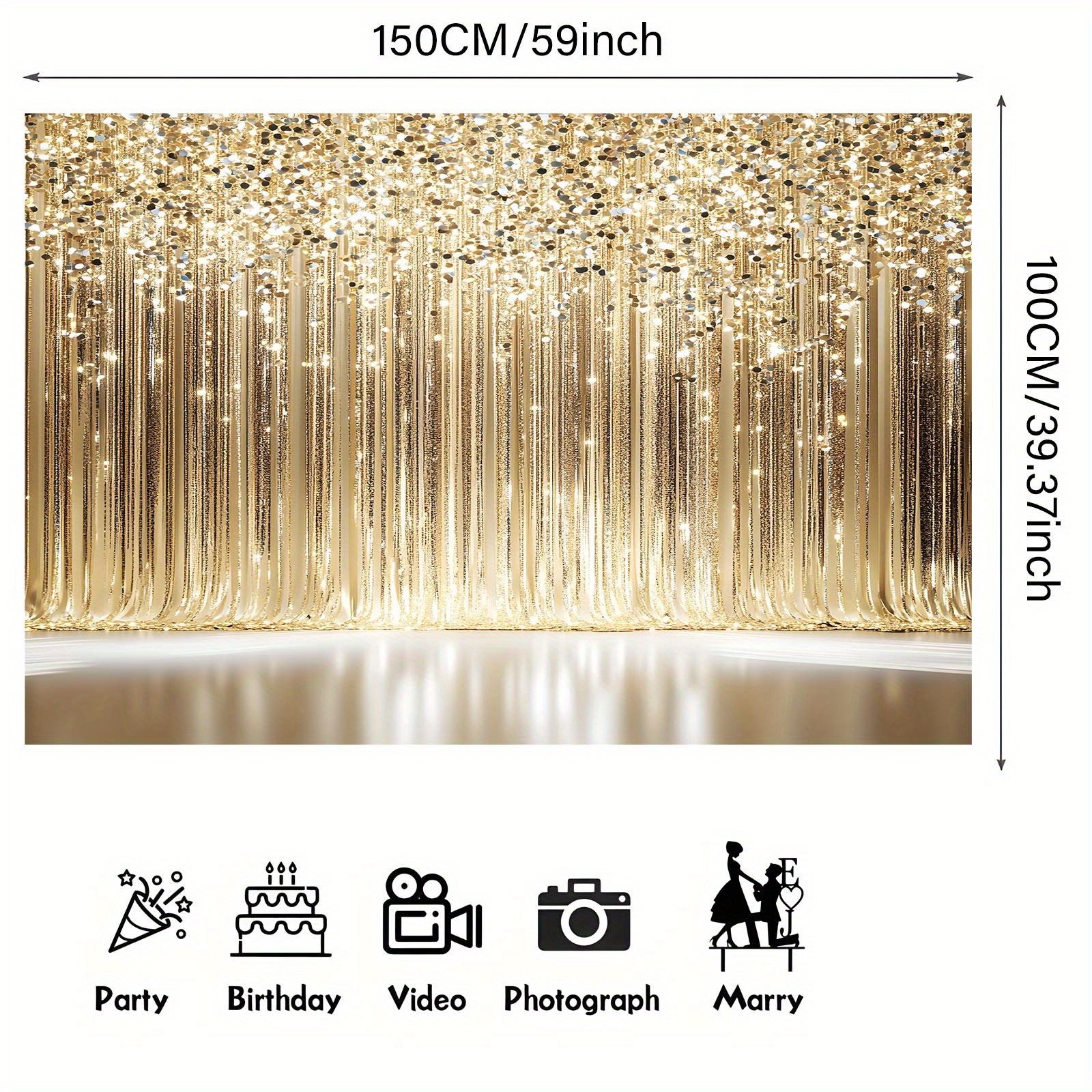1 curtain with sparkling gold  – Photography Youtube Bewertung und Preis