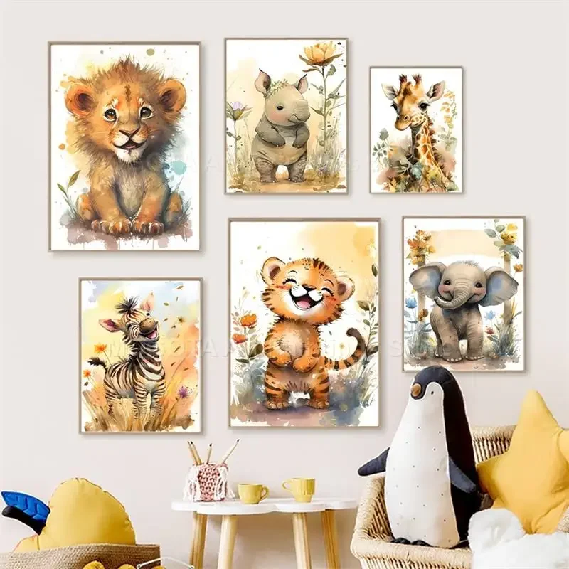 Watercolor Lion Giraffe Tiger  – Photography Nature Bewertung und Preis