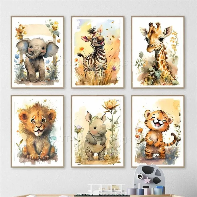 Watercolor Lion Giraffe Tiger  – Photography Nature Bewertung und Preis