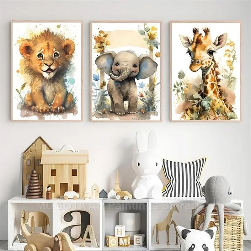 Watercolor Lion Giraffe Tiger  – Photography Nature Bewertung und Preis