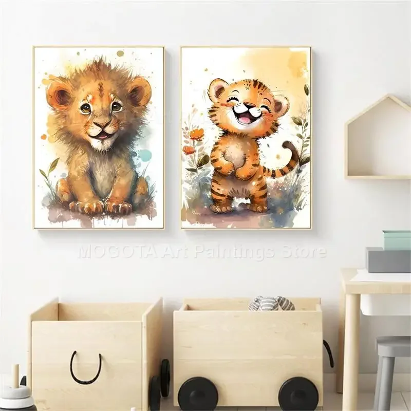Watercolor Lion Giraffe Tiger  – Photography Nature Bewertung und Preis
