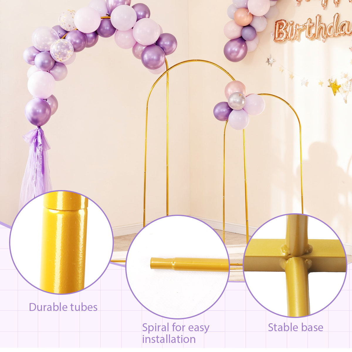 3Pack Golden Metal Arch Kits,  – Backdrop Stand Kit Bewertung und Preis