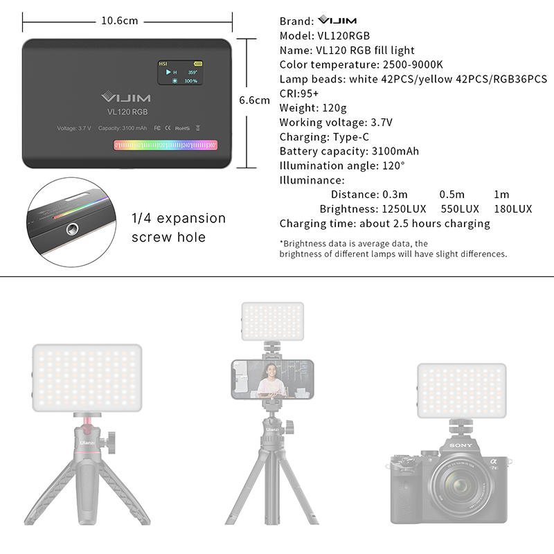 Ulanzi VL120 RGB Camera Video  – Photography Umbrella Lights Bewertung und Preis